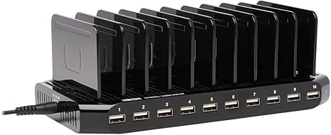 Tripp Lite 10-Port USB Charging Station with Adjustable Storage 12V 8A 96W