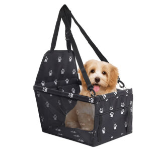 NNEAGS Waterproof Pet Booster Car Seat Breathable Mesh Safety Travel Portable Dog Carrier Bag Black